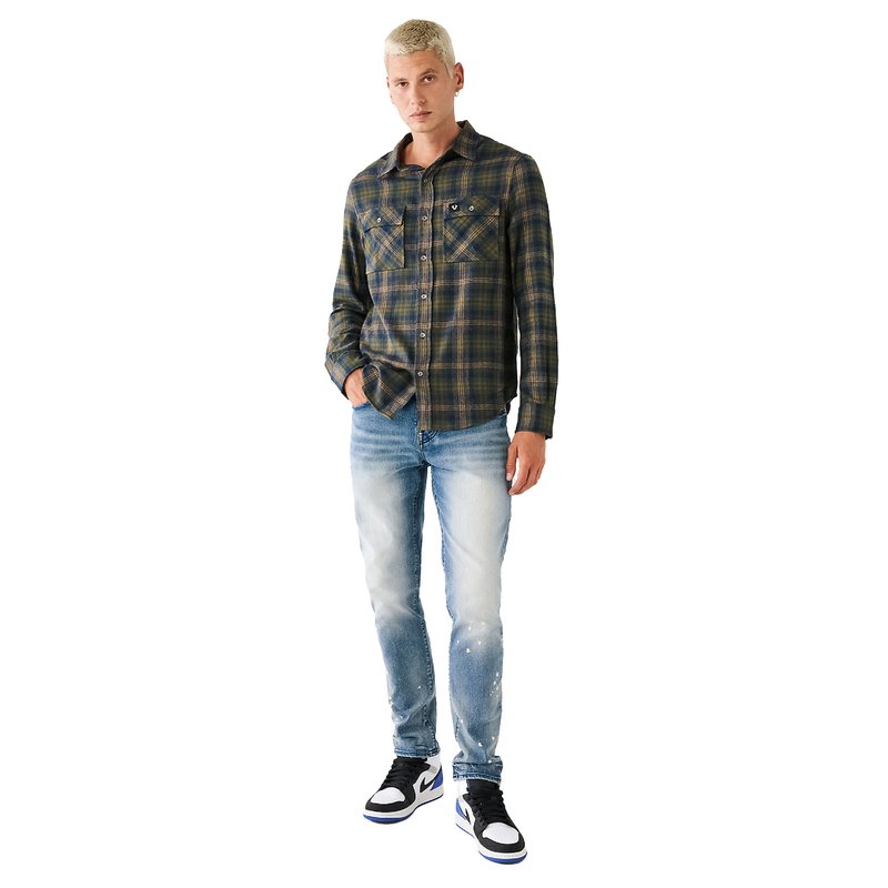 True Religion Men s Triple Needle Plaid Shirt Casual Dress Button Down Shirts Apparel Shop Your Navy Exchange Official Site