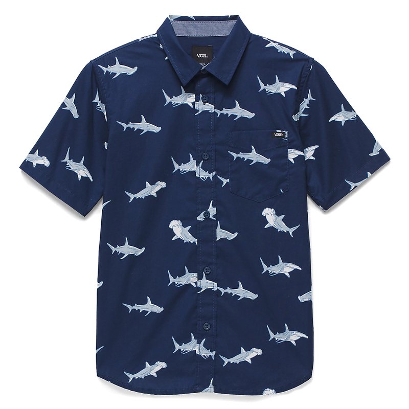 Vans Big Boys Shark Button Up Shirt Big Boys Shirts Sweaters Polos Kids Shop Your Navy Exchange Official Site