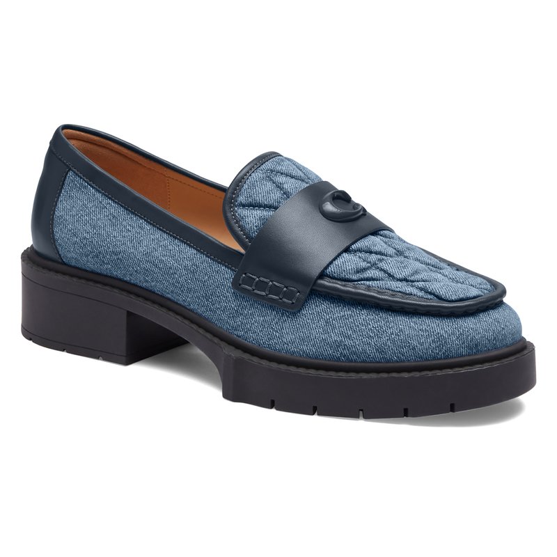 Coach Women s Leah Quilted Denim Loafer Women s Loafer And Boat Shoes Women s Shop Your Navy Exchange Official Site