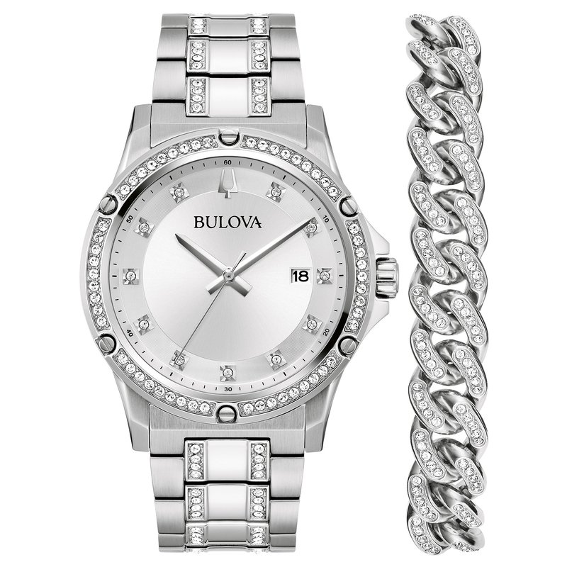 Bulova Men s Quartz Crystal Bracelet Watch Box Set Men s Watches Accessories Shop Your Navy Exchange Official Site