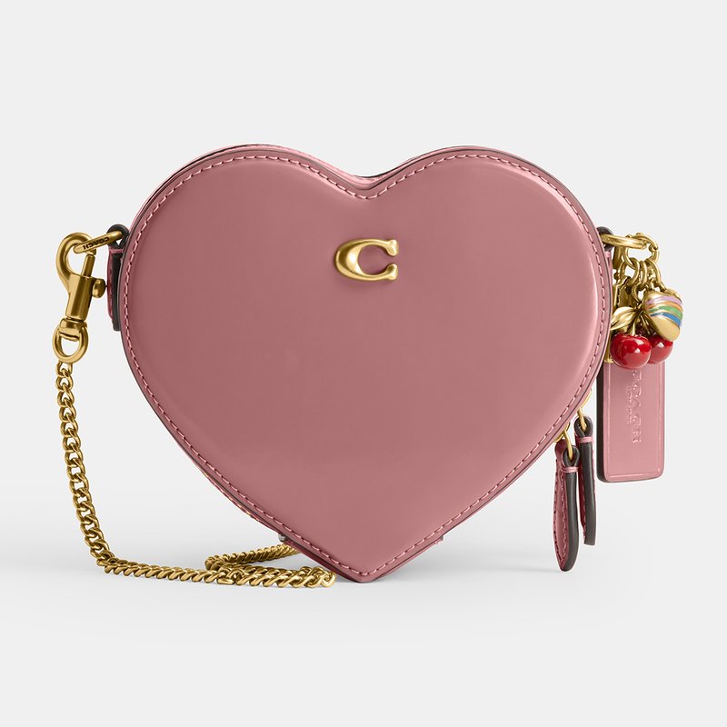 Coach Spazzolato Leather Heart Crossbody 14 With Charm | Crossbody