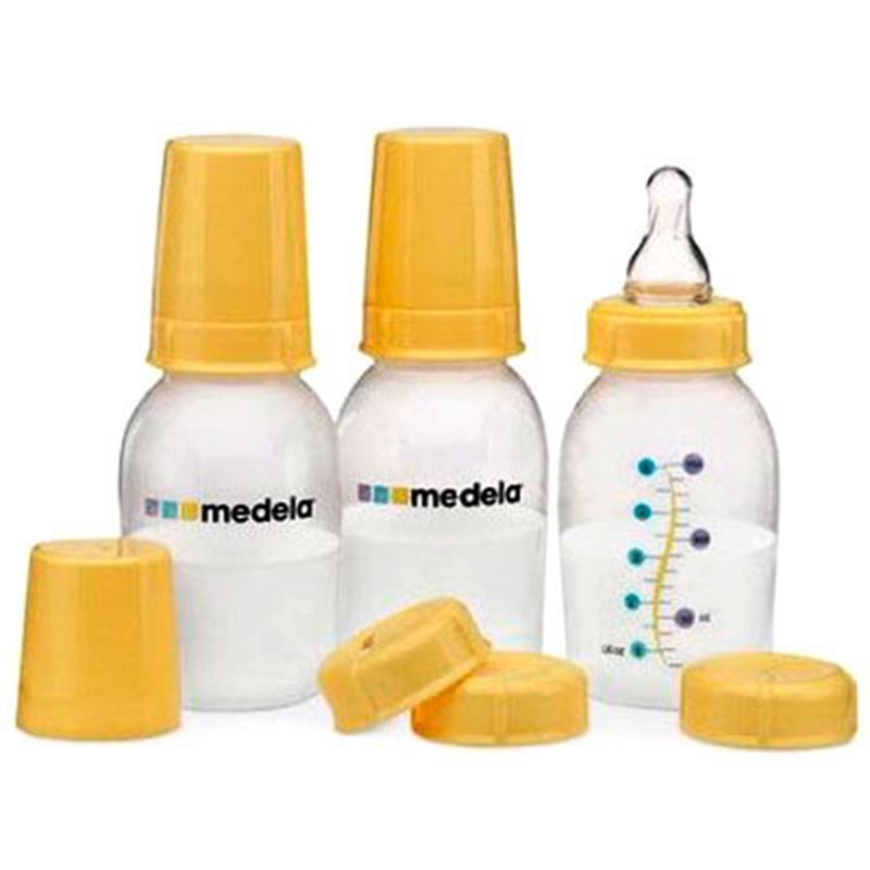  Medela Breast Milk Storage Bottles, 3 Pack of 5 Ounce  Breastfeeding Bottles with Slow Flow Nipples, Lids, Wide Base Collars, and  Travel Caps, Made Without BPA : Everything Else