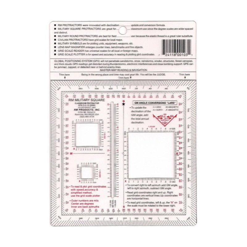 Rm Products Military Protractor Square, Tactical Accessories