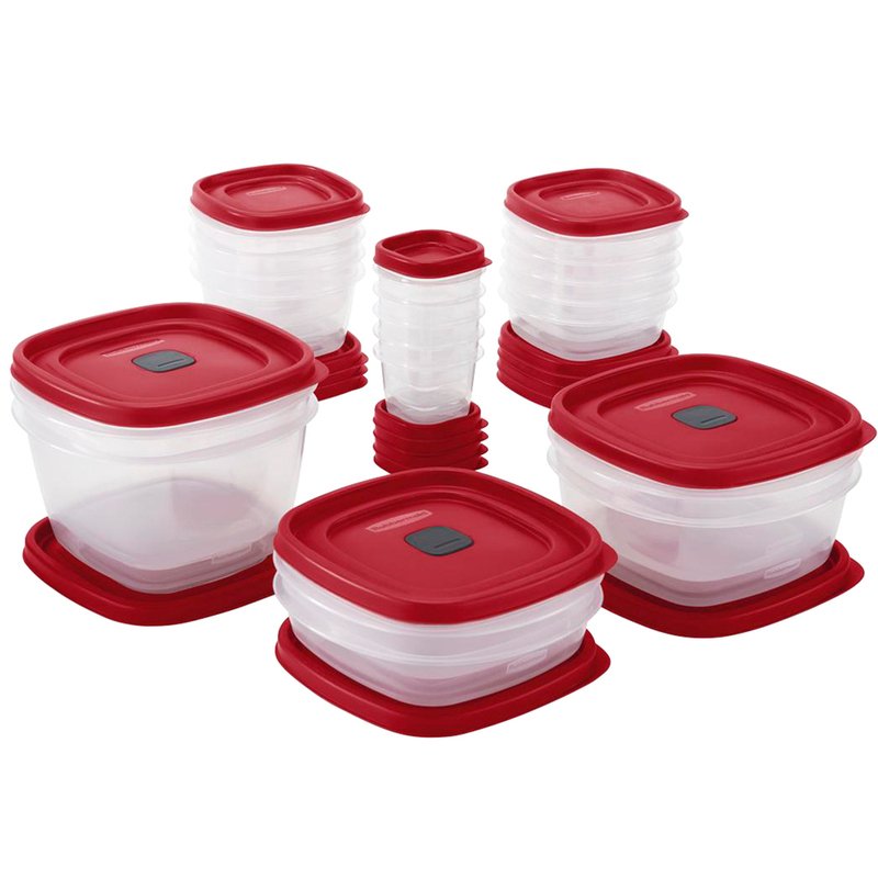 Rubbermaid Easy Find Vented Lids Food Storage Containers, 26-Piece Set, Red