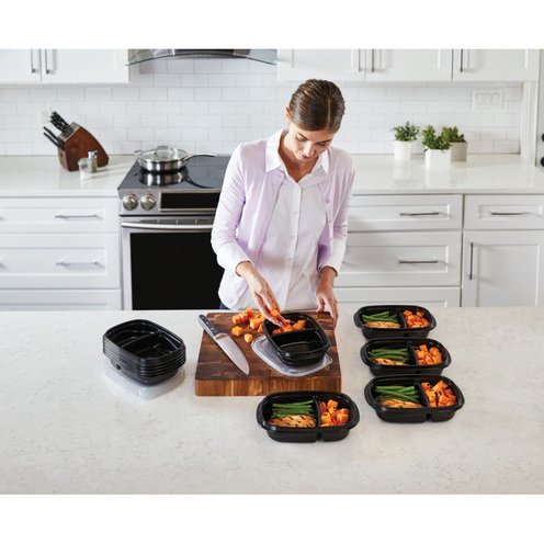  Rubbermaid TakeAlongs Food Storage Containers with Divided  Base,14-Pack, 3.7 Cup, Set of 7, Black, Great for Meal Prep, Lunch for  Adults & Kids, Bento Box Style