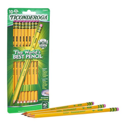 Dixon Ticonderogo #2 Presharpened Pencils, 10-count, Pencils, Erasers &  Sharpeners