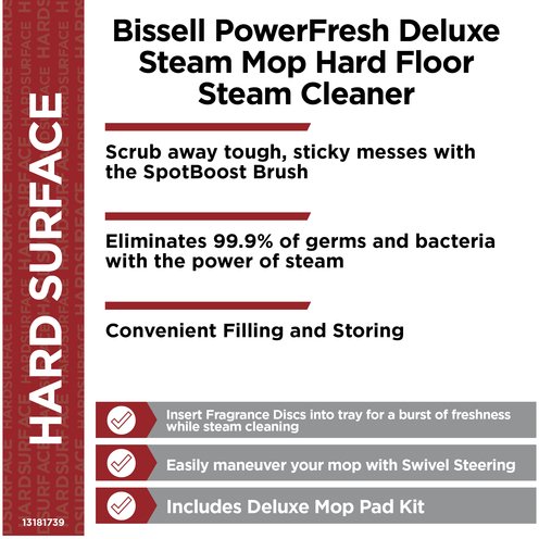 Bissell Powerfresh Deluxe Steam Mop Hard Floor Steam Cleaner