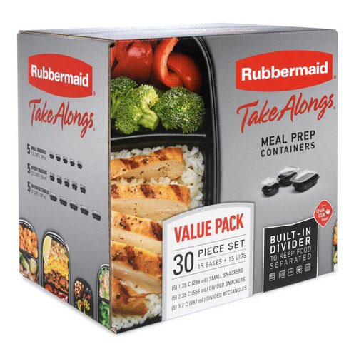 Rubbermaid TakeAlongs, 3.7 Cups, Meal Prep Food Storage Container with  Built-In Divider, 20 Pieces 