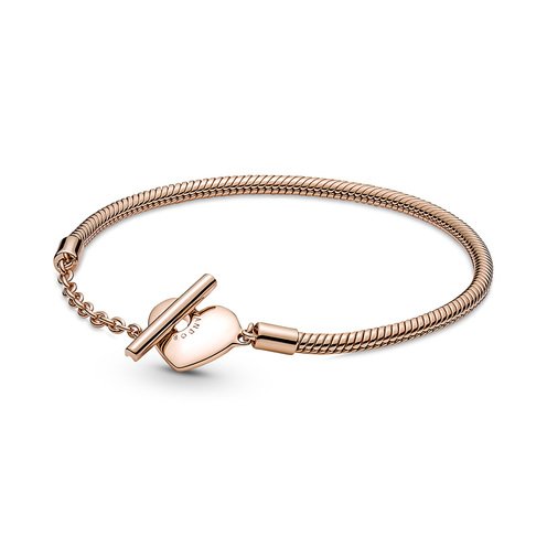 ◆HYERES LOR◆ Pebble Heart Silver (W) T-Bar Chain Bracelet Pebble Heart Bracelet - Brighton