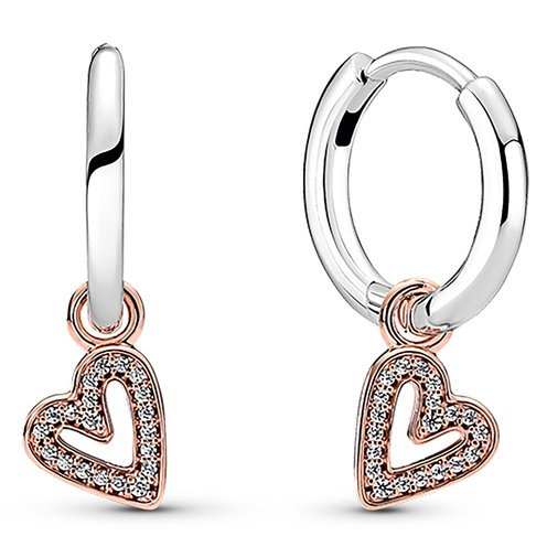 Pandora Sparkling Freehand Heart Hoop Earrings | Fashion