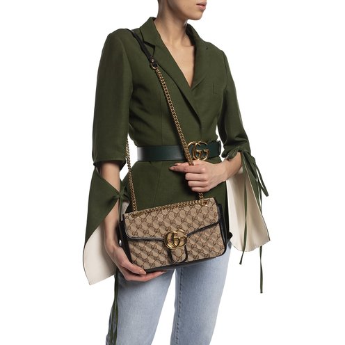 【関税&送料込】Gucci Small Shoulder Bag In Gg Canvas GG Canvas Mini shoulder bag in black - Gucci | Mytheresa