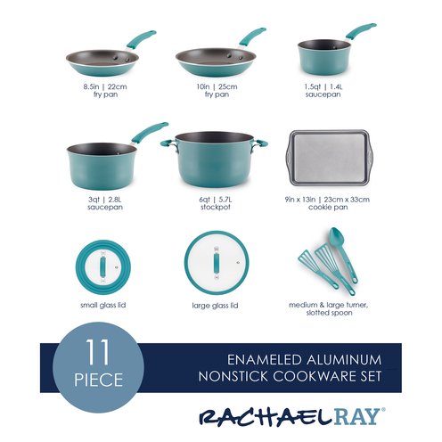 Rachael Ray 2-Piece 9 and 11 Cook + Create Aluminum Nonstick Frying Pan  Set - 14758