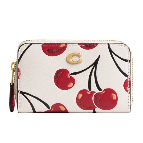 Coach Box Program Cherry Print Leather Essential Small Zip Around