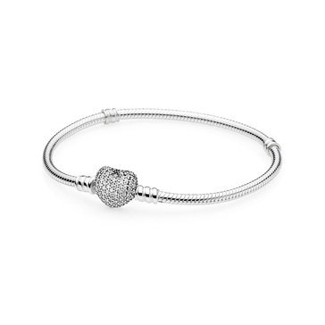 Pandora Pave Heart Bracelet, Size 7.5in