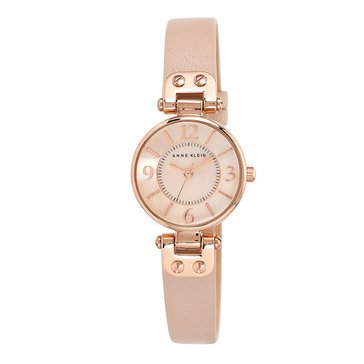 Anne Klein Women's Mother of Pearl Dial Leather Strap Watch