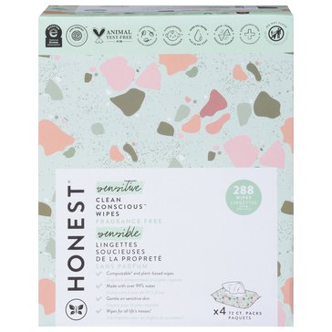 The Honest Company Plant-Based Baby Wipes - Fragrance Free 4-pack - 72ct