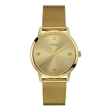 Guess Men's Wafer Diamond Accent Gold Mesh Bracelet Watch