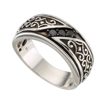 Men's Sterling Silver 1/5 cttw Diamond Ring