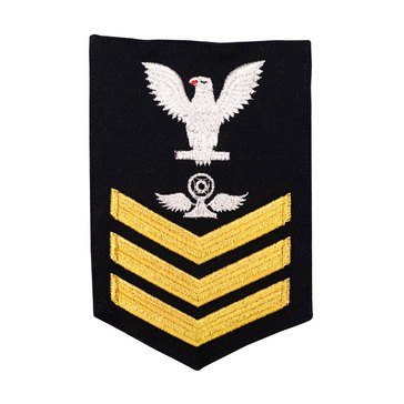 Women's E4-E6 (AC1) Rating Badge in STANDARD Gold on Blue SERGE WOOL for Air Traffic Controller
