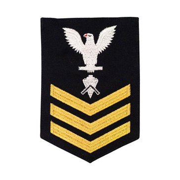 Women's E4-E6 (BU1) Rating Badge in STANDARD Gold on Blue SERGE WOOL for Builder
