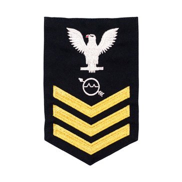 Women's E4-E6 (OS1) Rating Badge in STANDARD Gold on Blue SERGE WOOL for Operations Specialist