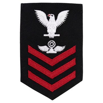 Women's E4-E6 (AC1) Rating Badge in STANDARD Red on Blue SERGE WOOL for Air Traffic Controller