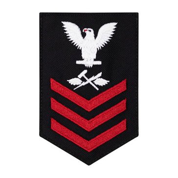 Women's E4-E6 (AS1) Rating Badge in STANDARD Red on Blue SERGE WOOL for Aviation Support Equipment Technician