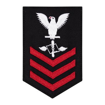 Women's E4-E6 (AZ1) Rating Badge in STANDARD Red on Blue SERGE WOOL for Aviation Maintenance Adm