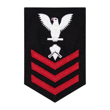 Women's E4-E6 (BU1) Rating Badge in STANDARD Red on Blue SERGE WOOL for Builder