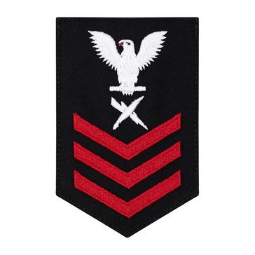 Women's E4-E6 (CT1) Rating Badge in STANDARD Red on Blue SERGE WOOL for Cryptologic Technician
