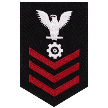 Women's E4-E6 (EN1) Rating Badge in STANDARD Red on Blue SERGE WOOL for Engineman