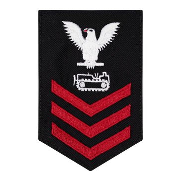 Women's E4-E6 (EO1) Rating Badge in STANDARD Red on Blue SERGE WOOL for Equipment Operator