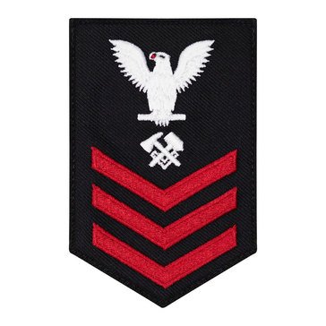 Women's E4-E6 (HT1) Rating Badge in STANDARD Red on Blue SERGE WOOL for Hull Maintenance Technician