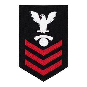 Women's E4-E6 (IC1) Rating Badge in STANDARD Red on Blue SERGE WOOL for Interior Communication Electrician