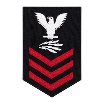Women's E4-E6 (IT1) Rating Badge in STANDARD Red on Blue SERGE WOOL for Information Systems Technician