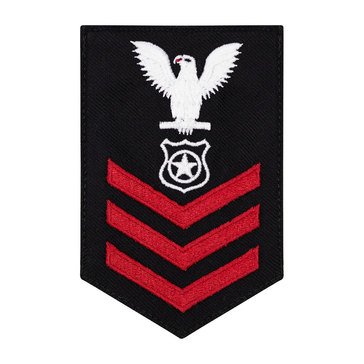 Women's E4-E6 (MA1) Rating Badge in STANDARD Red on Blue SERGE WOOL for Master at Arms