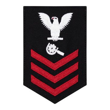 Women's E4-E6 (MR1) Rating Badge in STANDARD Red on Blue SERGE WOOL for Machinery Repairman