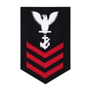 Women's E4-E6 (NC1) Rating Badge in STANDARD Red on Blue SERGE WOOL for Navy Counselor