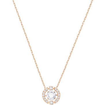 Swarovski Sparkling Dance Round Necklace_gr, White, Rose Gold Plating 