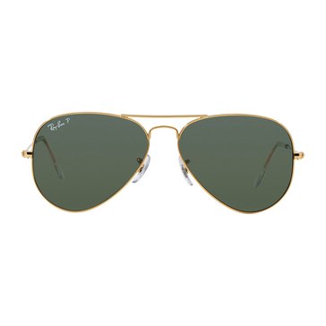 RAY BAN MNS GOLD CRYSTAL GREEN POLARIZED 62MM SUNGLASSES