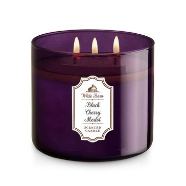 Bath & Body Works White Barn Black Cherry Merlot 3-Wick Candle 