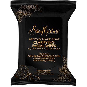 Shea Moisture African Black Soap Facial Wipes, 30ct