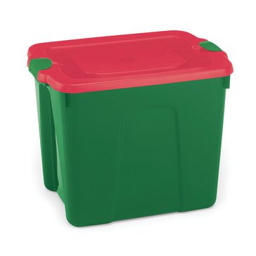 Homz Durabilt 22-Gallon Latching Tote, Red/Green