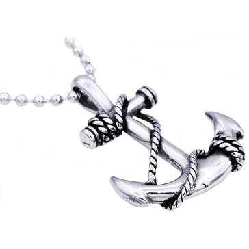 Blackjack Men's Stainless Steel Anchor Pendant with Bead Chain