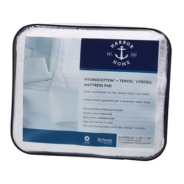 Harbor Home Hygro-Tencel Cotton 300 Thread Count Queen Mattress Pad 