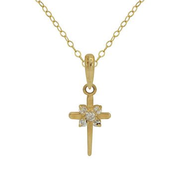 Children's CZ Cross Pendant, 14K