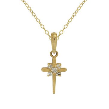 Children's 14K Cubic Zirconia Cross Pendant