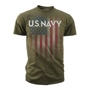 Black Ink Men's USN with Flag Tee