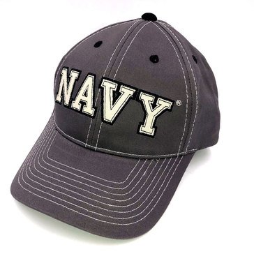 Black Ink US Navy Hand Stitching Outline Adjustable Cotton Cap Graphite