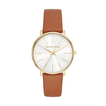 Michael Kors Women's Pyper Gold-Tone and Luggage Leather Watch
